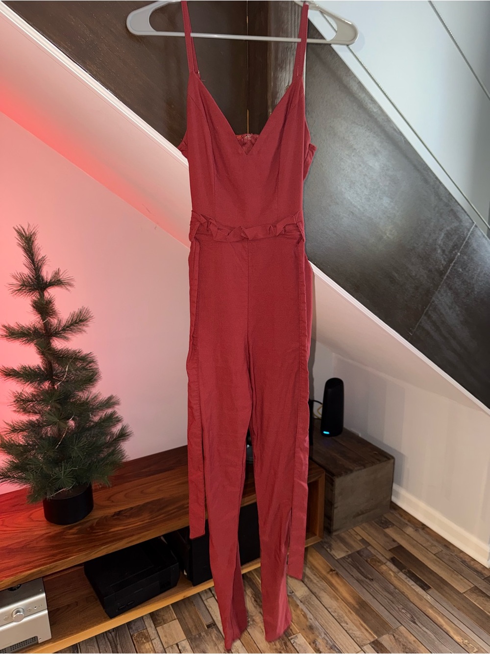 Windsor Rose-Red Spaghetti-Strap Jumpsuit